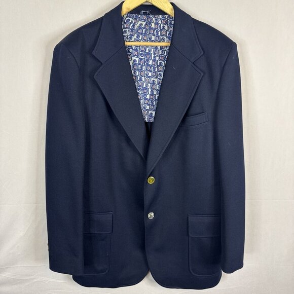 intage Baymart Navy Blazer 44L Japan Made Nautical Theme 1970s Retro Lined